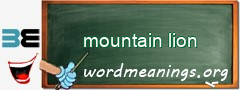WordMeaning blackboard for mountain lion